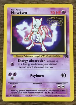 Mewtwo Kids WB Presents Pokemon The First Movie Rare 1995 96 #3 Near Mint - Image 1