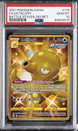 2021 POKEMON SWORD & SHIELD BATTLE STYLES SECRET #178 FULL ART/OCTILLERY PSA 10 - Image 1