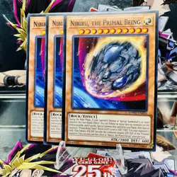 3x Yugioh Playset Nibiru, the Primal Being SDWD-EN016 Common 1st Ed Near Mint - Image 1