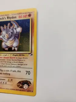 Pokemon Card Brock's Rhydon 2/132 Gym Heroes HOLO RARE - LP - Image 3
