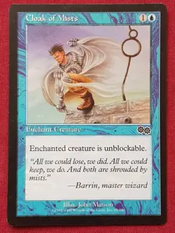 Magic The Gathering URZA'S SAGA CLOAK OF MISTS blue card MTG - Image 1