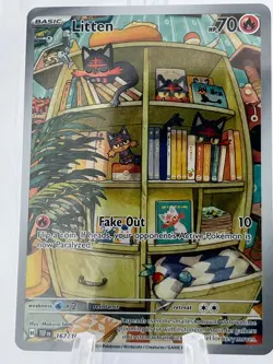 Litten Illustration Rare 167/162 SV05 Temporal Forces Pokemon Card NM/Mint - Image 1