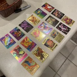 Shining Pokemon Textured Silver, Gold, Foil Rainbow Fan Art Card Lot Of 18 - Image 1