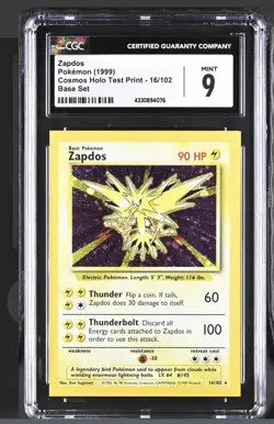 1999 Pokemon Cosmos Holo Test Print Rare Holofoil #16 Zapdos - extremely rare! - Image 1