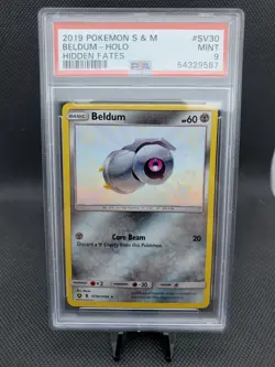 2019 Pokemon Game - Hidden Fates - Shiny Vault Holo - SV30 Beldum PSA 9 MINT - Image 1