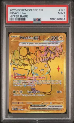 2025 POKEMON PRE EN-PRISMATIC EVOLUTIONS HYPER RARE #179 PIKACHU EX PSA 9 - Image 1