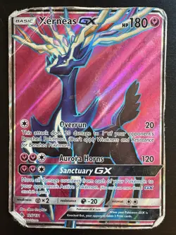 Xerneas GX Full Art 126/131 Sun And Moon Forbidden Light Pokemon TCG Damaged - Image 1