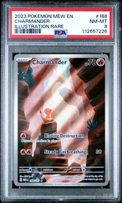 2023 POKEMON MEW EN-151 ILLUSTRATION RARE #168 CHARMANDER PSA 8 - Image 1