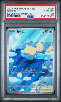 2024 POKEMON SSP EN-SURGING SPARKS ILLUSTRATION RARE #199 SPHEAL PSA 10 - Image 1