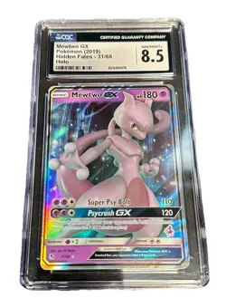 TCG Hidden Fates Mewtwo GX 31/68 Full Art Holo CGC 8.5 Pokemon 2019 - Image 1