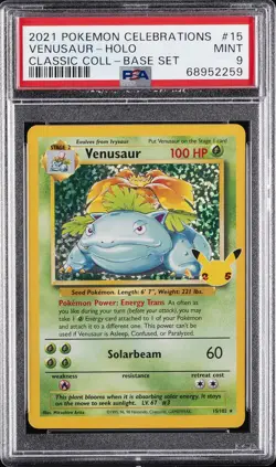 2021 POKEMON CELEBRATIONS CLASSIC COLL #15 VENUSAUR-HOLO PSA 9 - Image 1