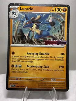 Pokemon Scarlet Violet Base Set #114/198 Lucario Cosmo Foil Stamped - Image 1