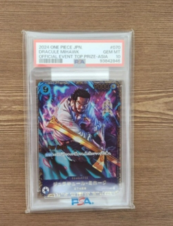 PSA10 One Piece Card Promo Dracule Mihawk Flagship Top Prize OP01-070 Japanese - Image 1