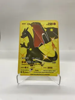 Charizard V Gold Metal Pokemon Card-Collectible Gift Display！Christmas NICE - Image 1