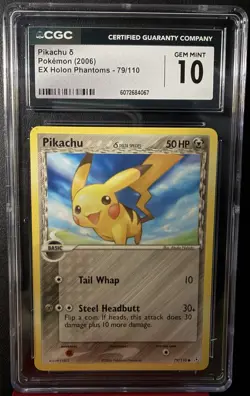 CGC 10 Pokemon Pikachu 79/110 EX Holon Phantoms Delta Species GEM MINT - Image 1