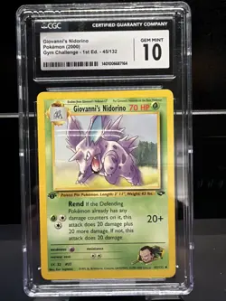Giovanni's Nidorino Cgc Gem Mint 10 Pokemon (2000) Gym Challenge 1st ED 45/132 - Image 1