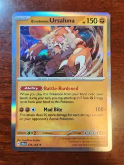 Rare Holographic Bloodmoon Ursaluna Pokemon Card, Shrouded Fable Set 025/064 - Image 1