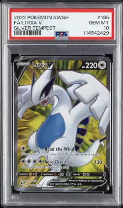 2022 POKEMON SWORD & SHIELD SILVER TEMPEST #185 FULL ART/LUGIA V PSA 10 - Image 1