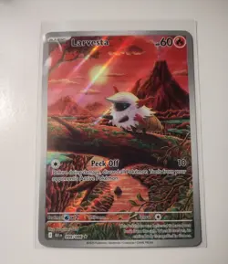 2025 Pokemon Scarlet Violet Black Bolt NM / M Larvesta Illustration Rare 99/86 - Image 1