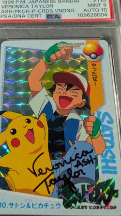 Pokemon Japanese Anime Ash & Pikachu #110 PSA 9 MINT Veronica Taylor AUTO 10 - Image 2