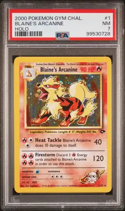 2000 POKEMON GYM CHALLENGE HOLO #1 BLAINE'S ARCANINE PSA 7 - Image 1