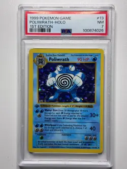 Poliwrath 1st edition PSA 7 NM #13 Base Set Pokemon TCG English 1999 - Image 1