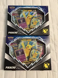 Pokemon TCG Pikachu V Box Lot of 2 Sealed - 4 Fusion Strike + 4 Brilliant Stars 820650851179 - Image 1