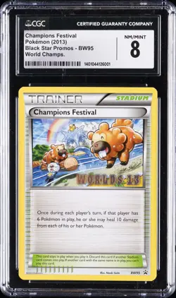 2013 POKEMON BLACK STAR PROMOS - WORLD CHAMPS #BW95 CHAMPIONS FESTIVAL CGC 8 - Image 1