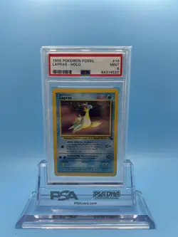 1999 Pokemon Fossil Unlimited 10/62 Holo Lapras PSA Grade 9 Mint - Image 1