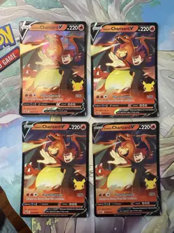 Lance's Charizard V SWSH133 Black Star Promos Holo Pokemon TCG NM 4 Card Set - Image 1