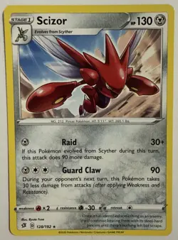 Pokemon Card Scizor 128/192 Rebel Clash RARE Non-Holo Regular • Near Mint - Image 1