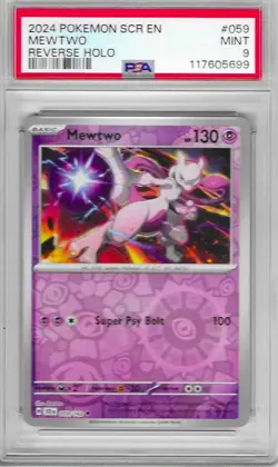 2024 POKEMON SCR EN MEWTWO #059 REVERSE HOLO CARD PSA 9 MINT NEW - Image 1