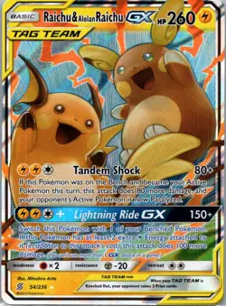 Pokemon TCG Raichu Alolan Raichu-GX 54/236 Unified Minds Holo NM - Image 1