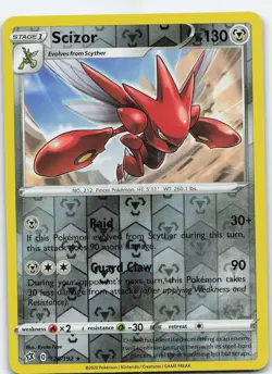 Scizor 128/192 SWSH02: Rebel Clash Rare Reverse Holo MP Pokemon TCG - Image 1