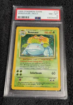 1999 WOTC Pokemon Game Venusaur Holo Base Set 15/102 PSA 8 NM MT✨ Crack Case - Image 1