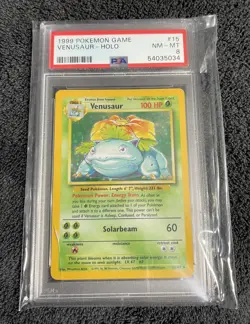 1999 WOTC Pokemon Game Venusaur Holo Base Set 15/102 PSA 8 NM MT✨ Crack Case - Image 5