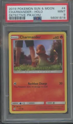Pokemon TCG Charmander 4/18 Detective Pikachu Sun & Moon Holo PSA 9 - Image 1