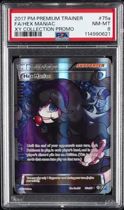 2017 POKEMON PREM TRAINER XY COLL PROMO #75A FULL ART/HEX MANIAC PSA 8 - Image 1