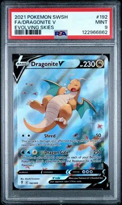 2021 POKEMON SWORD & SHIELD EVOLVING SKIES #192 FULL ART/DRAGONITE V PSA 9 - Image 1
