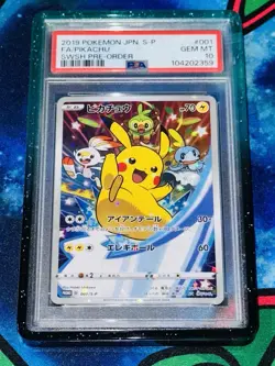 2019 POKEMON JPN S PROMO SWORD & SHIELD PRE-ORDER #001 FULL ART/PIKACHU PSA 10🔥 - Image 2