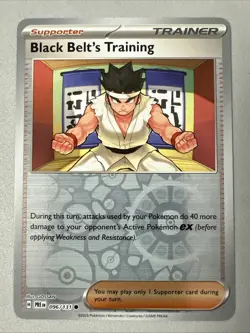 Pokemon TCG * SV Prismatic Evolutions 096/131 Black Belt * REVERSE HOLO * NM - Image 1