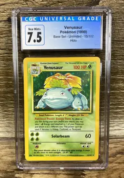 CGC 7.5 Venusaur 1999 Base Set 15/102 Holo Pokemon Card Blue Label - Image 1