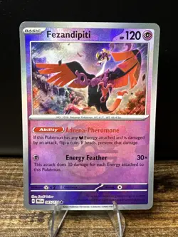 Pokemon TCG Prismatic Evolutions Fezandipiti Pokeball Reverse Holo Card 045/131 - Image 1
