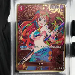 PSA 9 One Piece Card Nami ST01-007 C Parallel Gold Holo Parallel Japanese [10] - Image 2