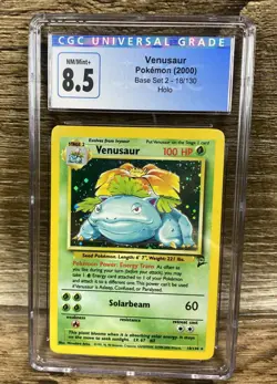 CGC 8.5 Venusaur 2000 Base Set 2 18/130 Holo Pokemon Card Blue Label - Image 1