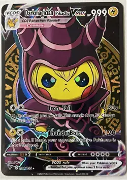 Pikachu Dark Magician Pokemon Card Vcos Cosplay Cute Full Art Nm - Image 1