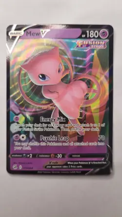 Mew V Pokemon FUSION STRIKE Full HOLO 113/264 NM MINT Card - Image 1