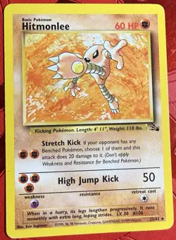Pokemon TCG Hitmonlee Fossil Card 22/62 Unlimited Rare Non Holo LP - Image 1