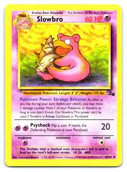 Slowbro Pokemon Uncommon Fossil 43/62 - Image 1