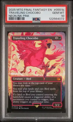 PSA 10 Magic the Gathering Traveling Chocobo Neon Ink Pink 551b Final Fantasy - Image 1